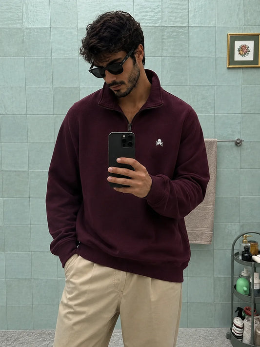 Sudadera Quarter Zip SNOC Burdeos