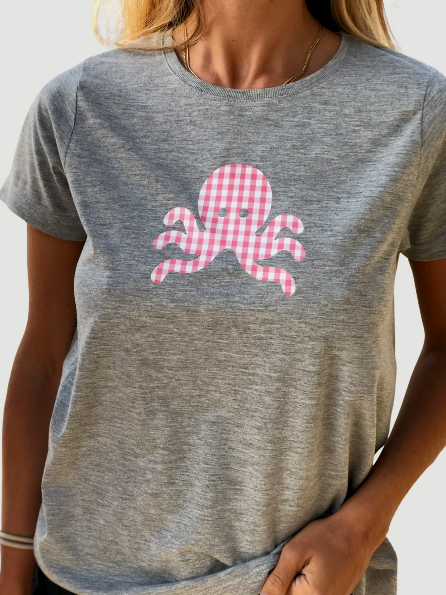 Camisetas logo pulpo SNOC - CAMISETA VICHY FRESA