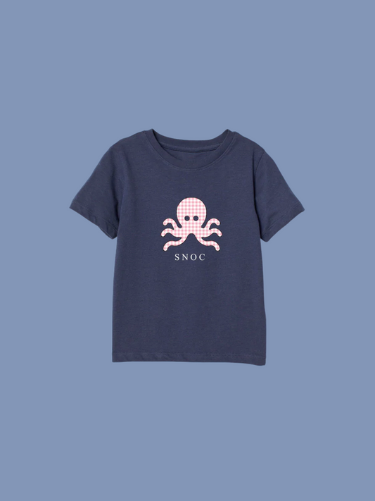 logo pulpo SNOC - CAMISETA PINK VICHY