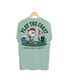 Camiseta de golf Play the Coast SNOC aguamarina, vista trasera, fondo transparente