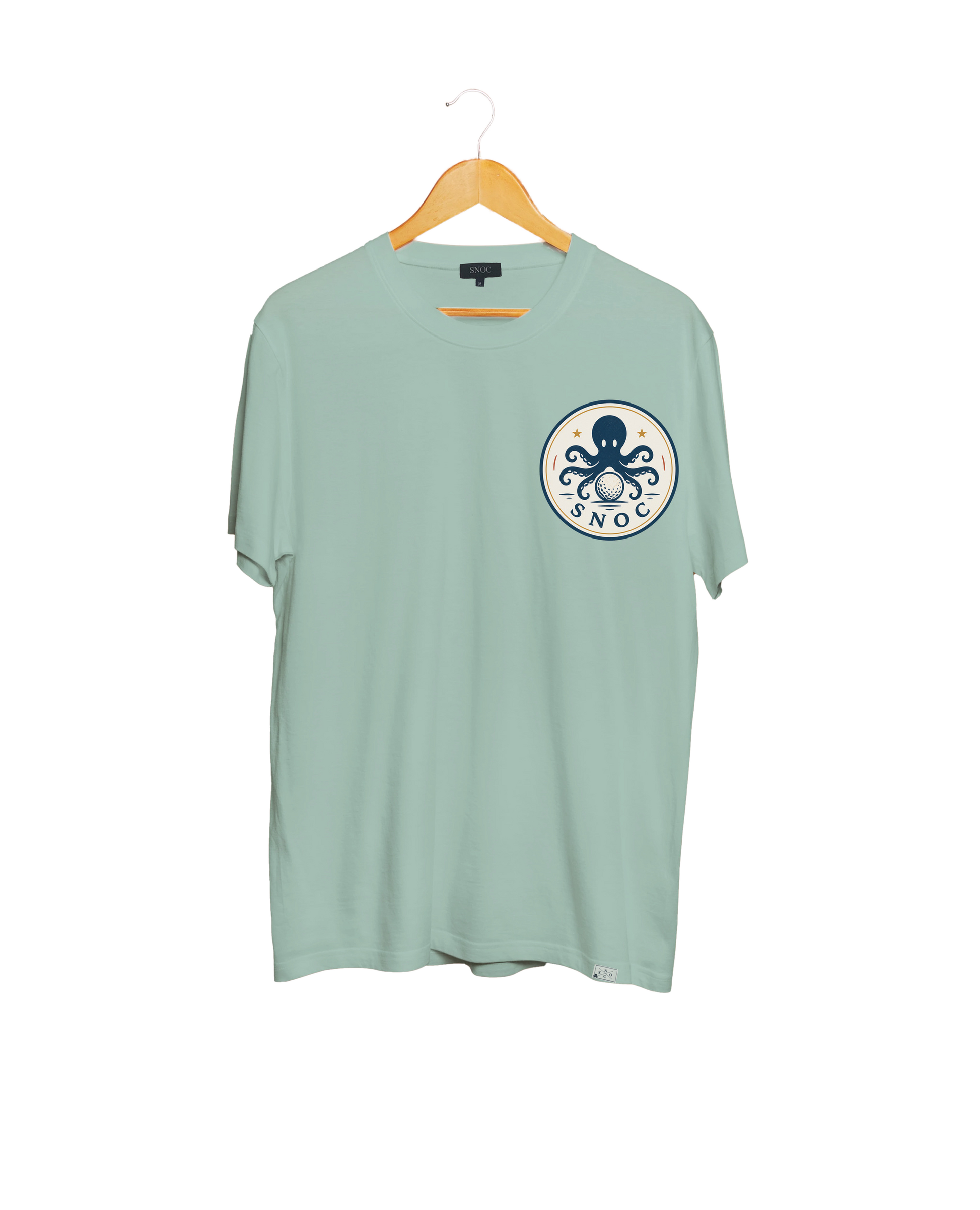 Camiseta de golf Good Shots Bad Lies SNOC aguamarina, vista frontal, fondo transparente