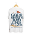 Camiseta de golf Good Shots Bad Lies SNOC blanca, vista trasera, fondo transparente