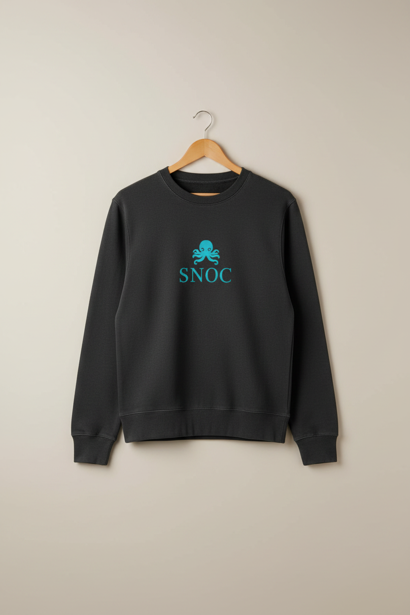 Mockup delantero sudadera SNOC pulpo turquesa gris oscuro