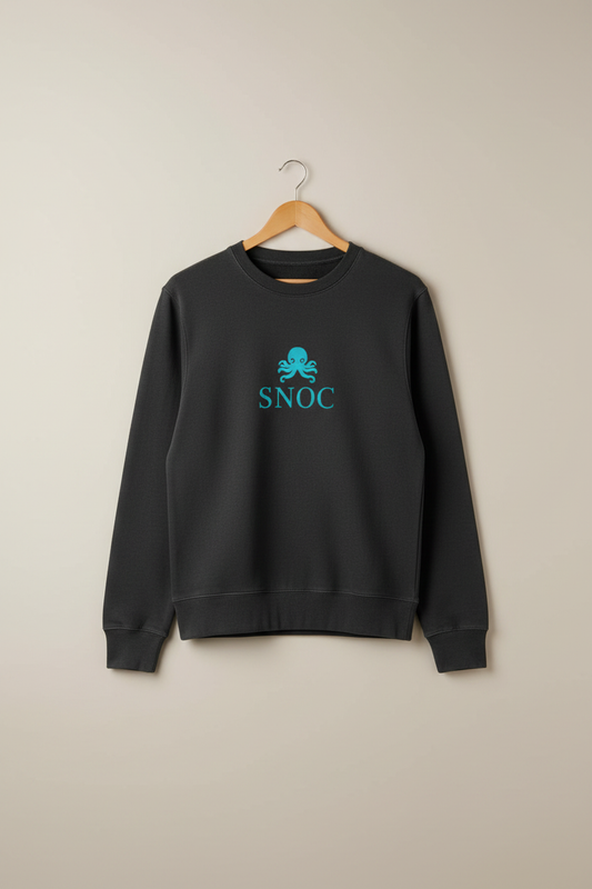 Mockup delantero sudadera SNOC pulpo turquesa gris oscuro