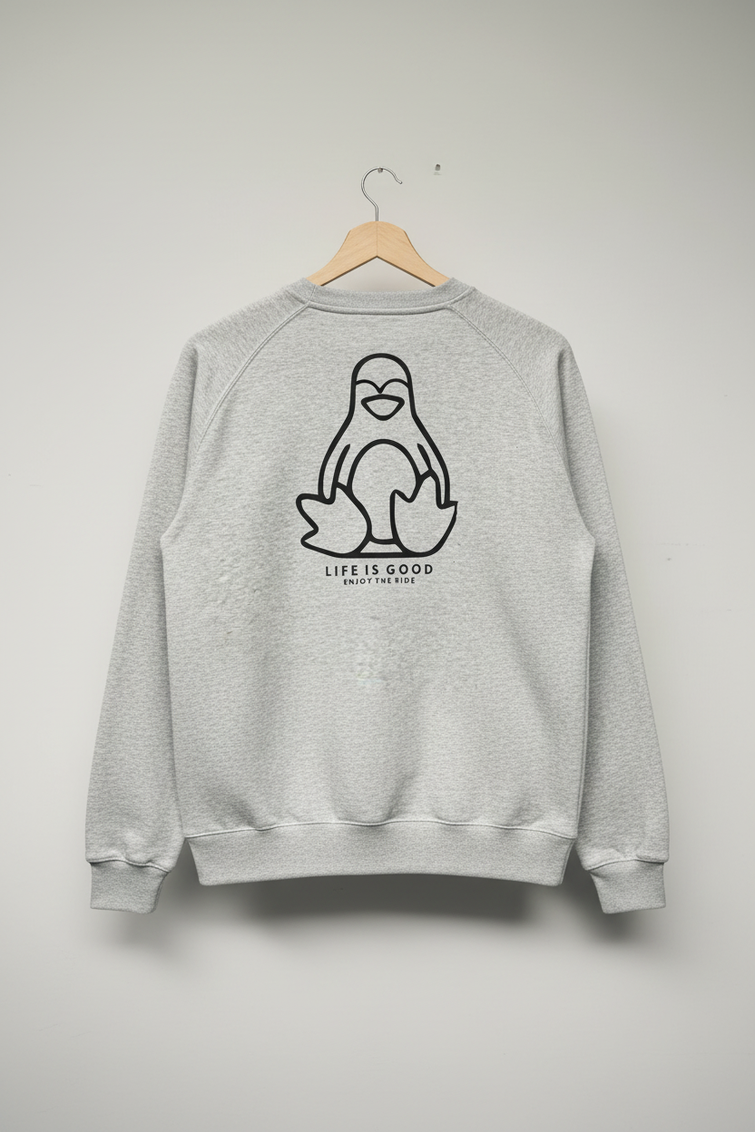 Mockup trasero sudadera SNOC Life is Good gris