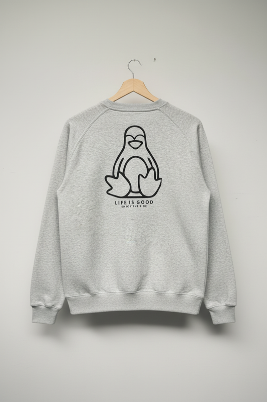 Mockup trasero sudadera SNOC Life is Good gris