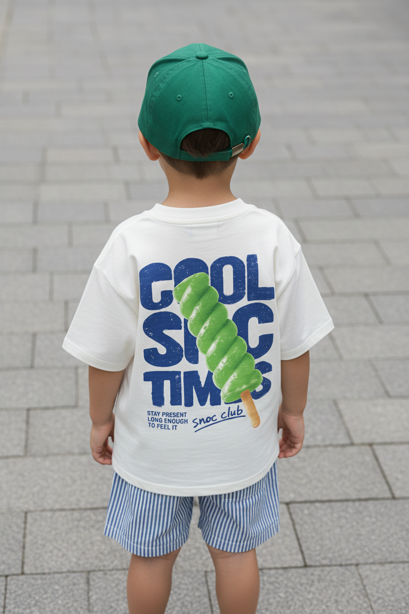 Niño de espaldas con la camiseta SNOC Cool Snoc Times