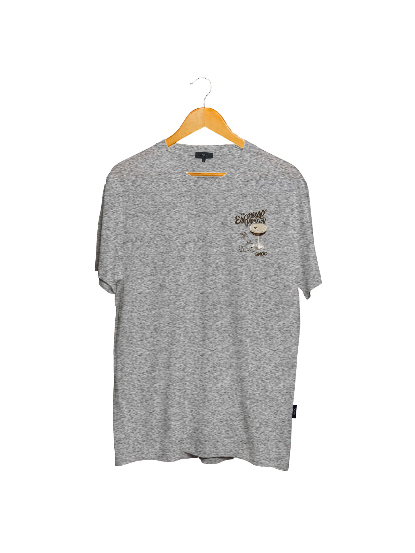 Camiseta Espresso Martini SNOC gris claro, vista frontal, fondo transparente