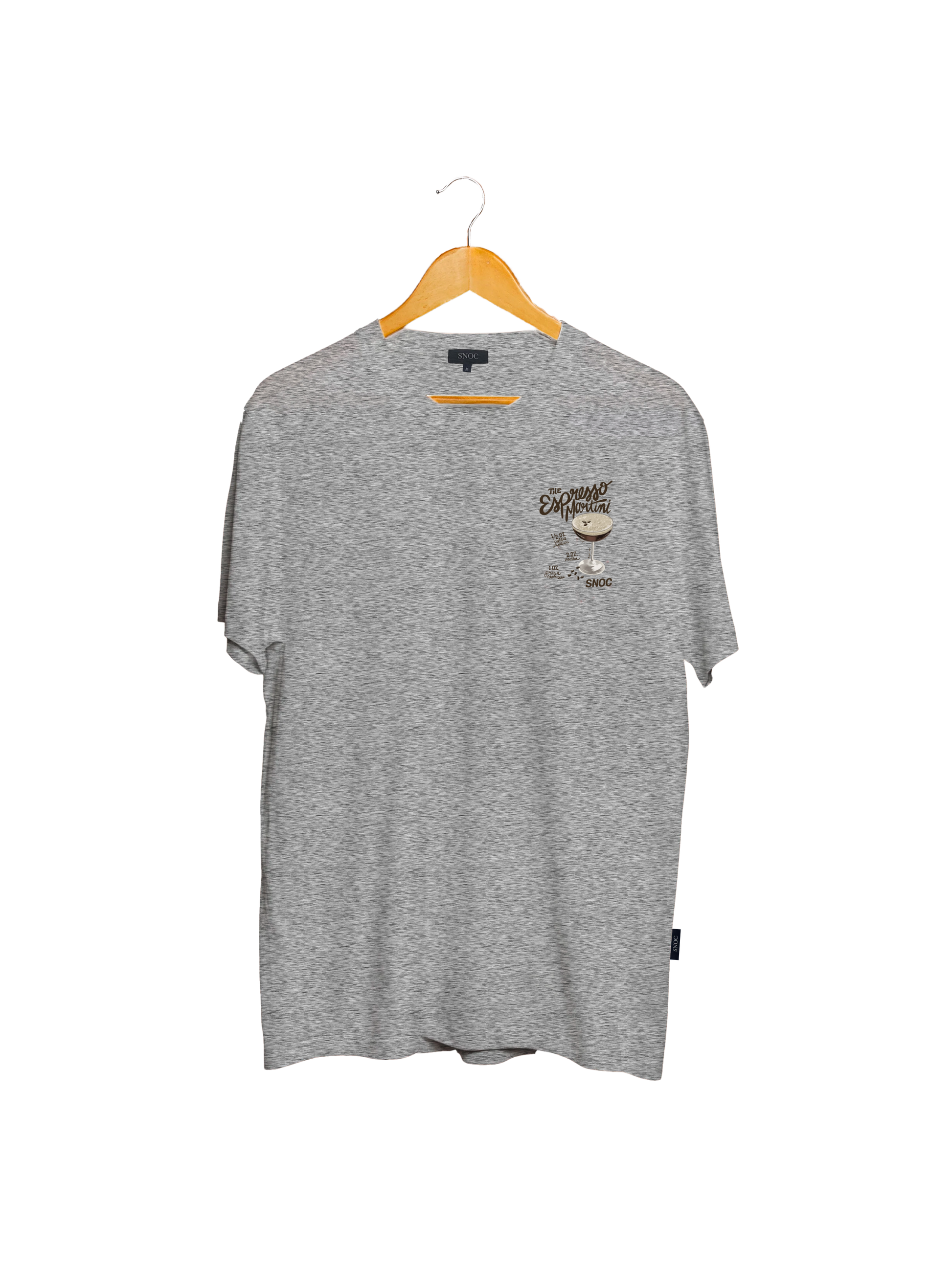 Camiseta Espresso Martini SNOC gris claro, vista frontal, fondo transparente