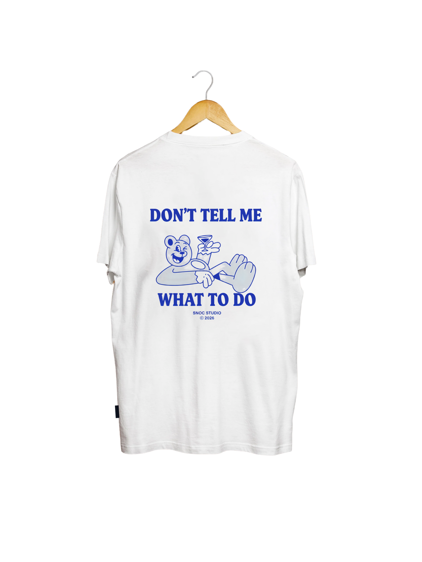 Camiseta Funny Bear SNOC color Blanco, vista trasera, fondo transparente