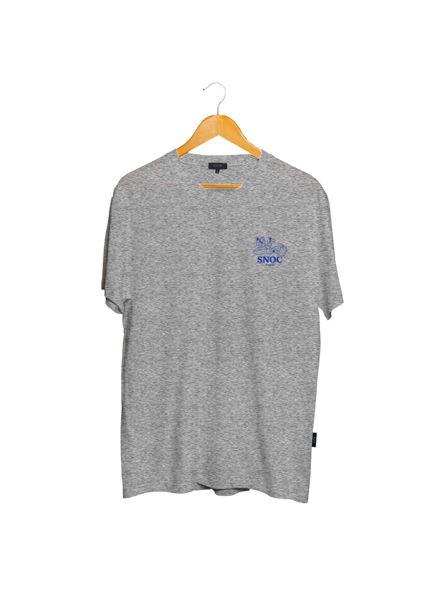Camiseta Funny Bear SNOC color Gris Claro, vista frontal con el oso ilustrado, fondo transparente