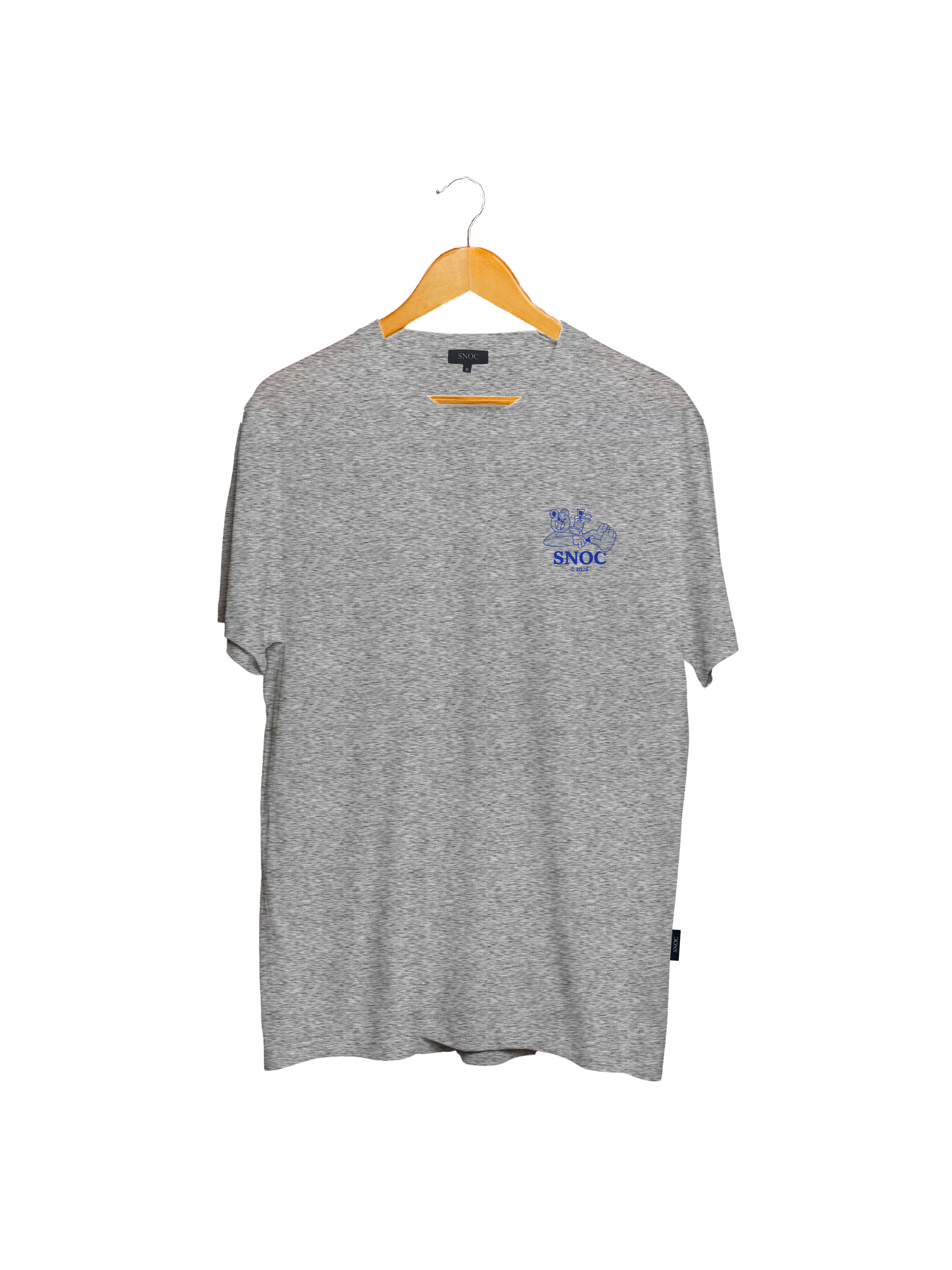 Camiseta Funny Bear SNOC color Gris Claro, vista frontal con el oso ilustrado, fondo transparente