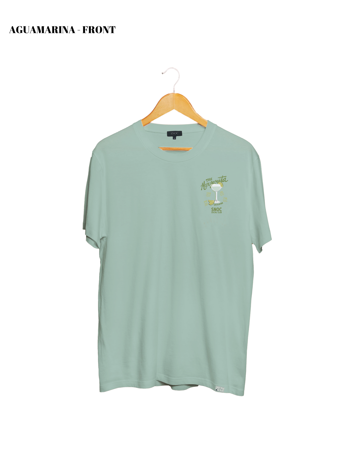Camiseta Margarita SNOC color Aguamarina, vista frontal, fondo transparente
