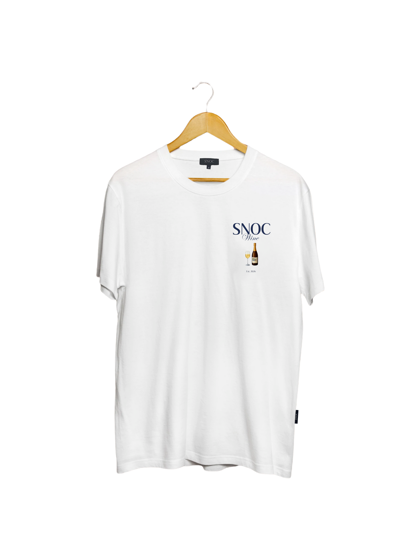 Camiseta de pádel Old Wine SNOC blanca, vista frontal, fondo transparente