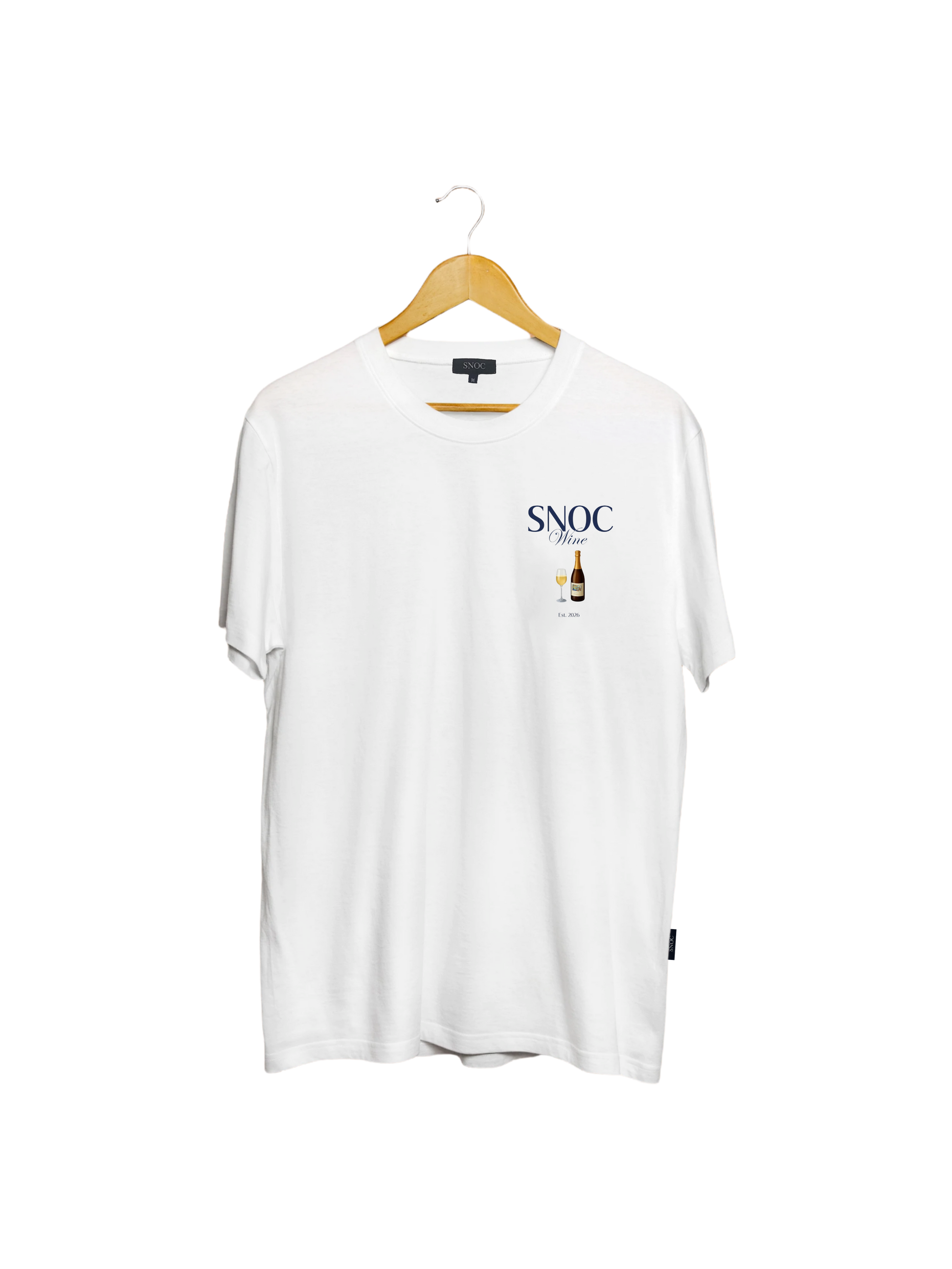 Camiseta de pádel Old Wine SNOC blanca, vista frontal, fondo transparente