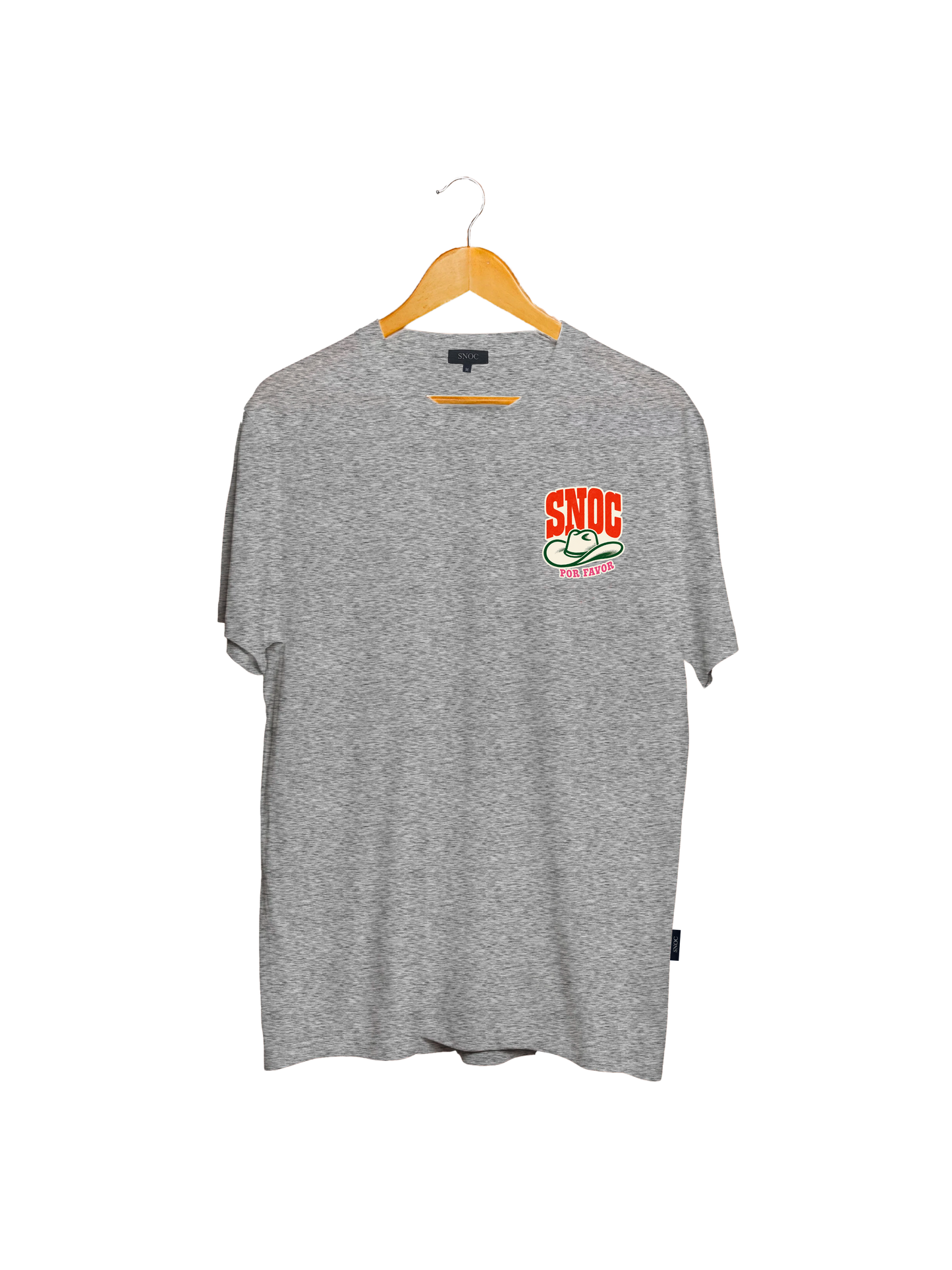 Camiseta SNOC Por Favor gris claro, vista frontal, fondo transparente