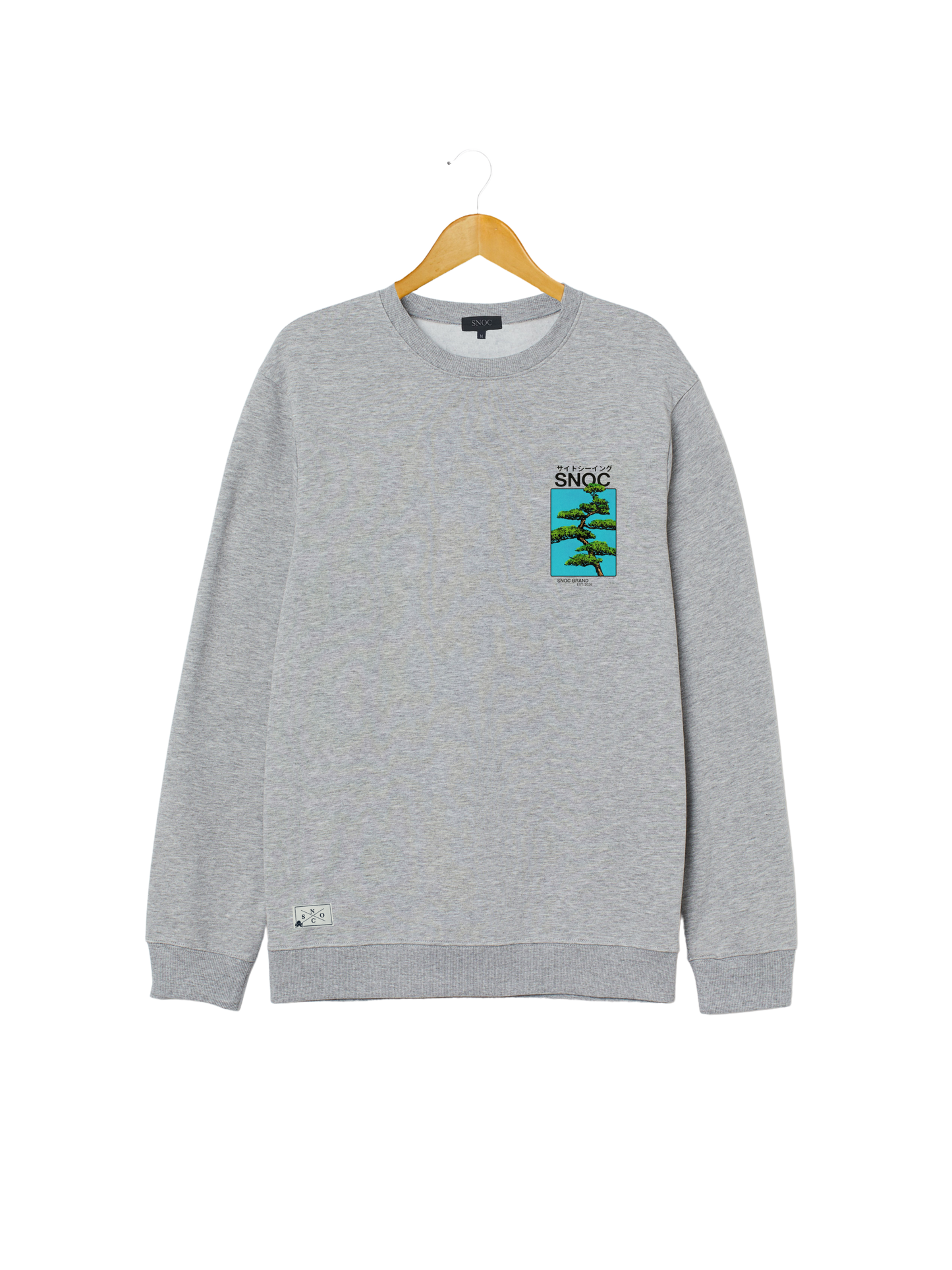 Sudadera Bonsai SNOC gris claro, vista frontal, fondo transparente