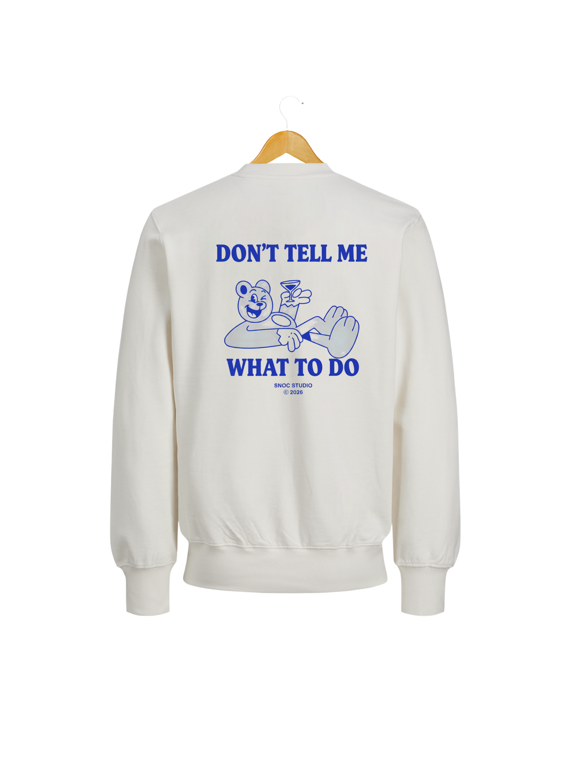 Sudadera Funny Bear SNOC color Blanco, vista trasera, fondo transparente