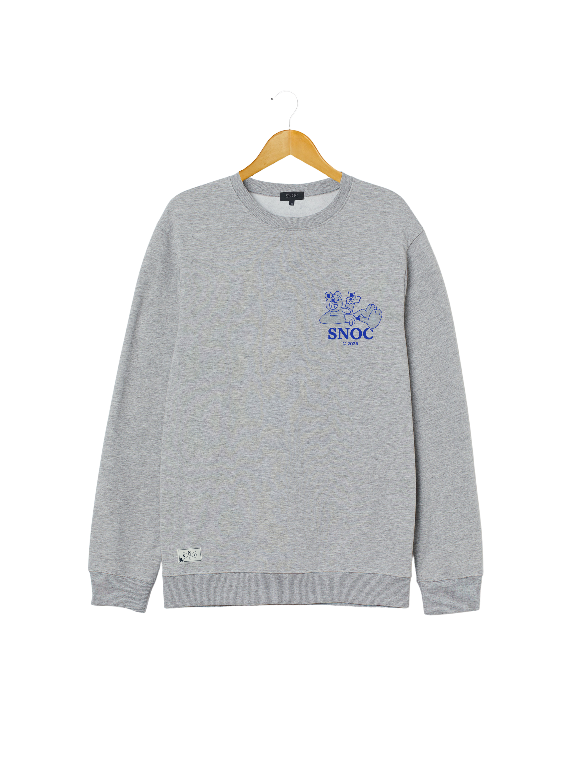 Sudadera Funny Bear SNOC color Gris Claro, vista frontal con el oso ilustrado, fondo transparente