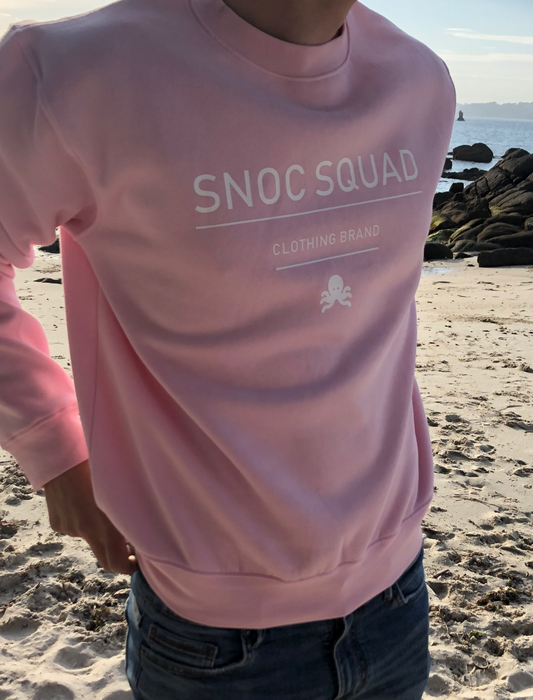 Sudaderas logo pulpo SNOC - SUDADERA SNOC SQUAD ROSA CLARO ORGANIC  